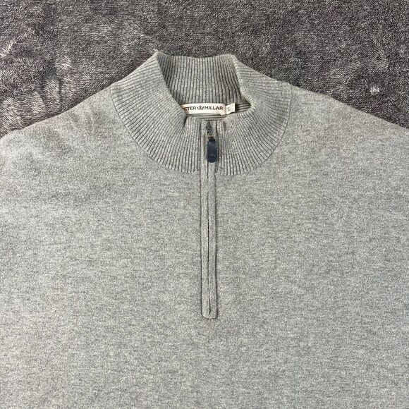 Peter Millar Crown Sport 1/4 Zip Mock Neck Men's XL Gray Pullover Cotton Blend - Picture 2 of 9